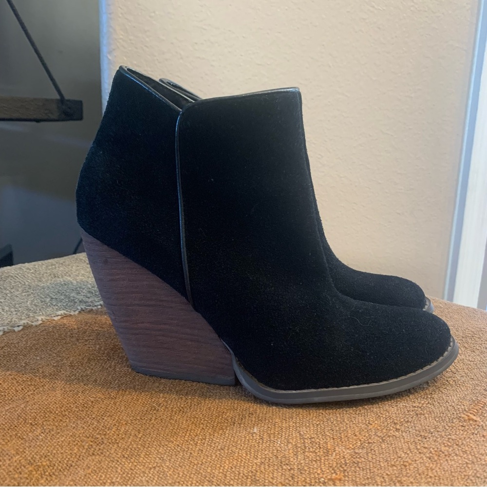 Very Volatile Black Suede Leather Bootie